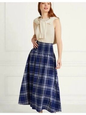 Hill House Delphine Skirt- Navy Plaid- XXL